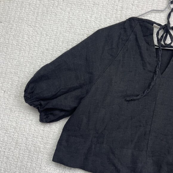 House of Harlow 1960 Women's Size XS Black Linen blend Crop Top Short sleeves - Picture 13 of 13